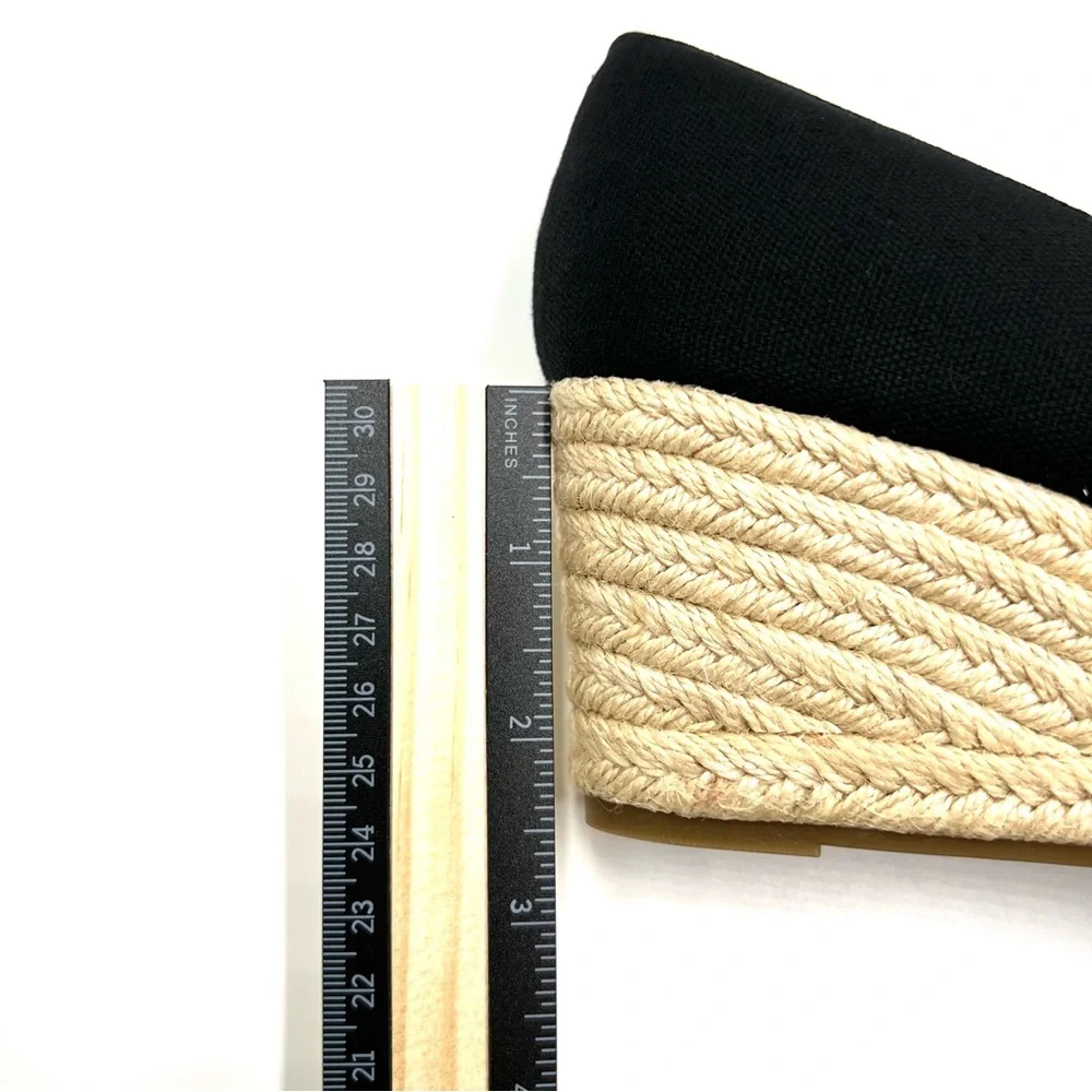 Bandolino Size 6 Nuri Black Fabric Espadrilles Open‎ Toe Wedges Sandals Shoes